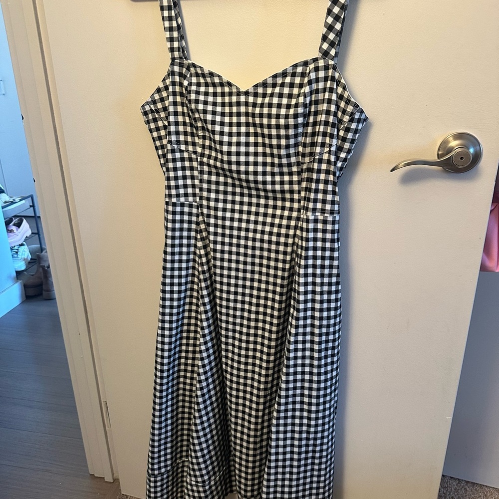 Avec Les Filles Black and White Gingham Midi Dress